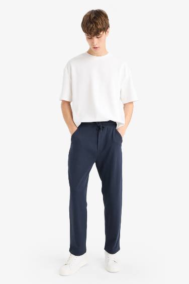 Regular Fit Basic Düz Beli Bağcıklı Düz Paça Cepli Eşofman Altı