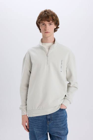 Marvel Boxy Fit Dik Yaka Fermuarlı Sırt Baskılı Sweatshirt