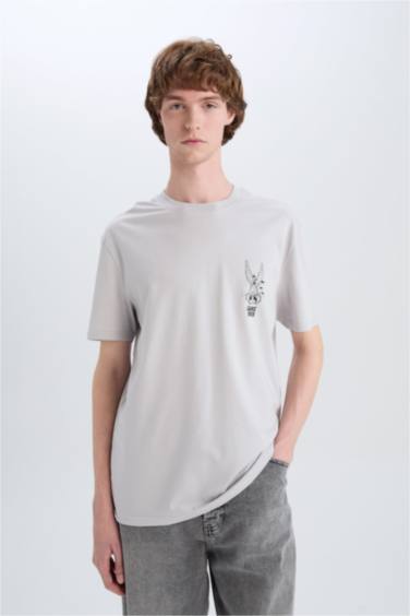 T-shirt en coton imprimé Looney Tunes à col rond Coupe régulière