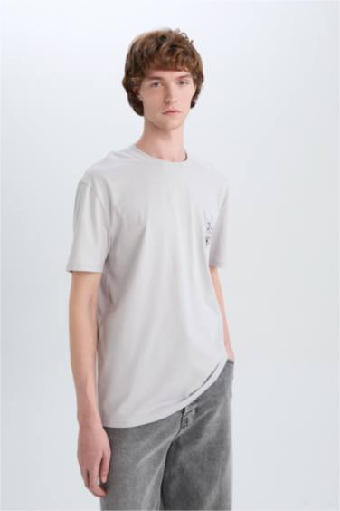 T-shirt en coton imprimé Looney Tunes à col rond Coupe régulière