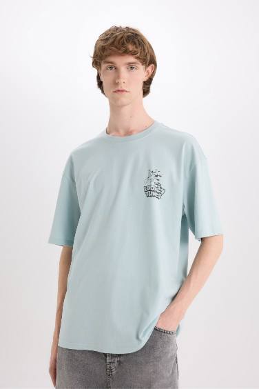 تيشيرت مطبوع أوفر سايز برقبة مستديرة