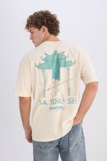 Boxy Fit Avatar The Last Airbender Licensed Crew Neck Printed T-Shirt