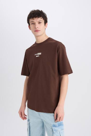 Boxy Fit Crew Neck Printed Short Sleeve T-Shirt