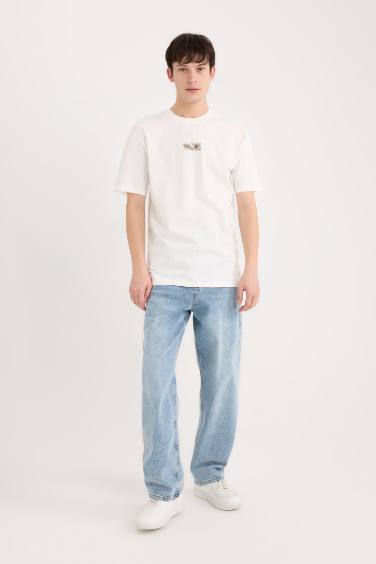 تيشيرت مطبوع أوفر سايز برقبة مستديرة