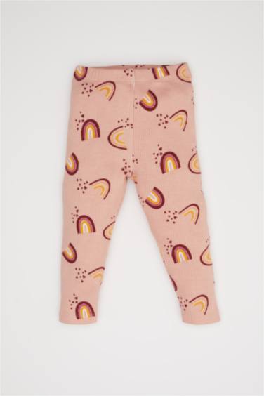 Pijama Takımı Gökkuşağı Baskılı Uzun Kollu Fitilli Kaşkorse Üst Beli Lastikli Uzun Alt Kız Bebek