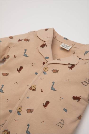 Pijama Takımı Dinozor Desenli Uzun Kollu Penye Üst Beli Lastikli Uzun Alt Erkek Bebek
