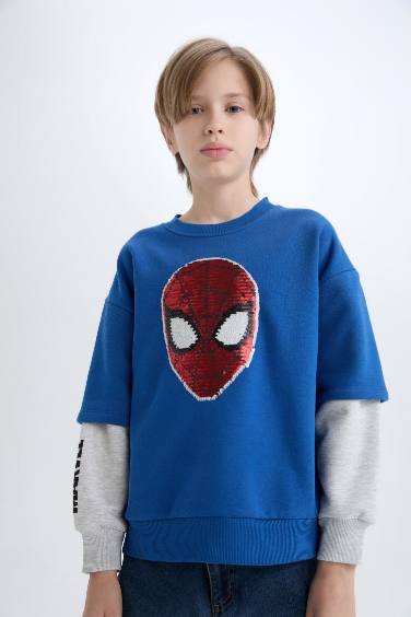 Sweatshirt  Spiderman Oversize en Tissu épais à Col rond
