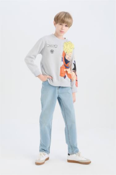 Erkek Çocuk Dragon Ball New Bisiklet Yaka Sırt Baskılı Sweatshirt