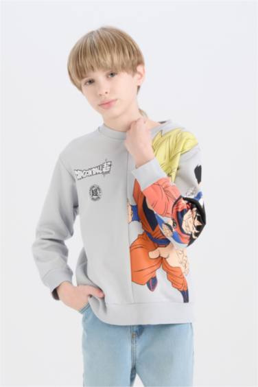 Erkek Çocuk Dragon Ball New Bisiklet Yaka Sırt Baskılı Sweatshirt