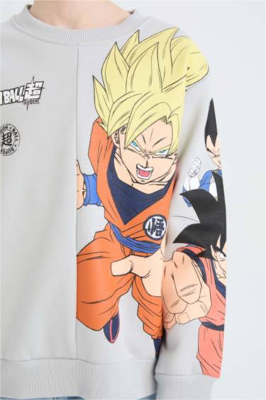 Erkek Çocuk Dragon Ball New Bisiklet Yaka Sırt Baskılı Sweatshirt