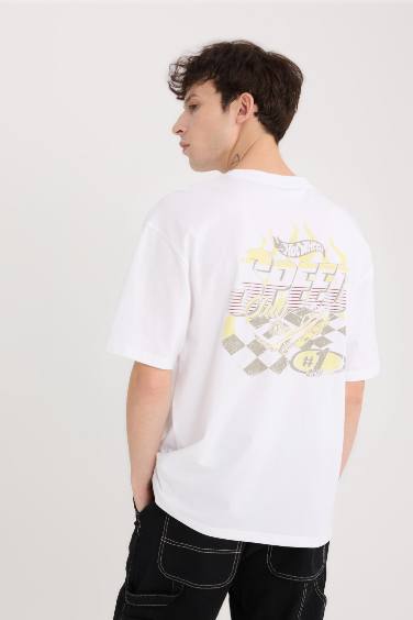 Boxy Fit Hot Wheels Licensed Crew Neck Printed T-Shirt