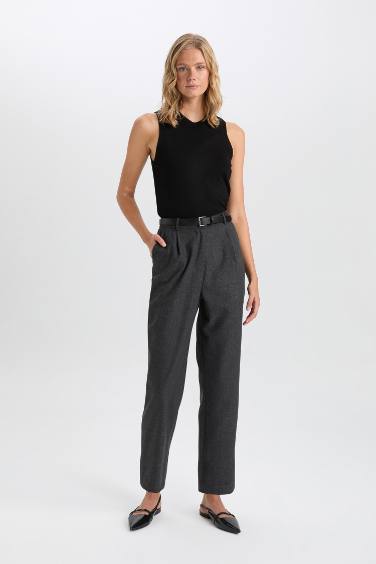 Wide Leg Regular Hem Trousers