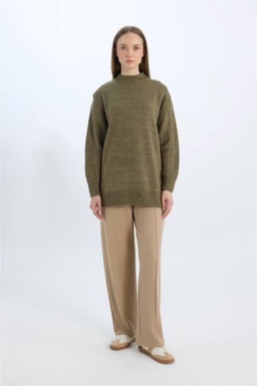 Relax Fit Elastic Waist Basic Crepe Trousers