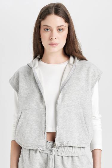 Back to School Loose Fit Zippered Sweatshirt Cardigan