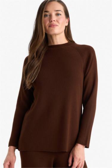 Pull en tricot basique à col rond Coupe régulière