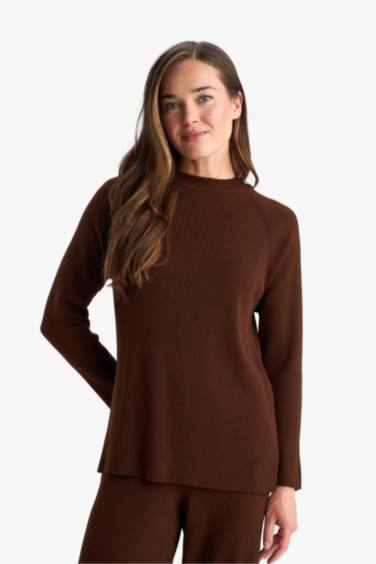 Pull en tricot basique à col rond Coupe régulière