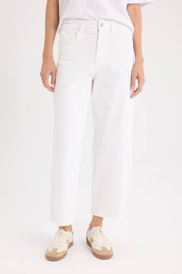 Culotte Fit Wide Leg Gabardine Trousers
