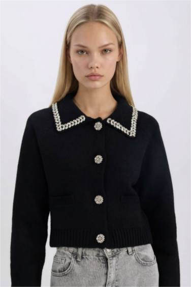 Regular Fit Gömlek Yaka Düğmeli Triko Hırka