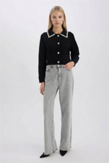 Regular Fit Gömlek Yaka Düğmeli Triko Hırka