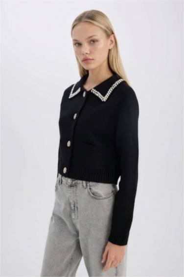 Regular Fit Gömlek Yaka Düğmeli Triko Hırka