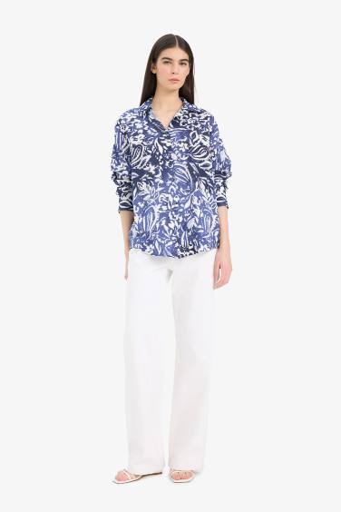 Regular Fit Shirt Collar Printed Long Sleeve Shirt