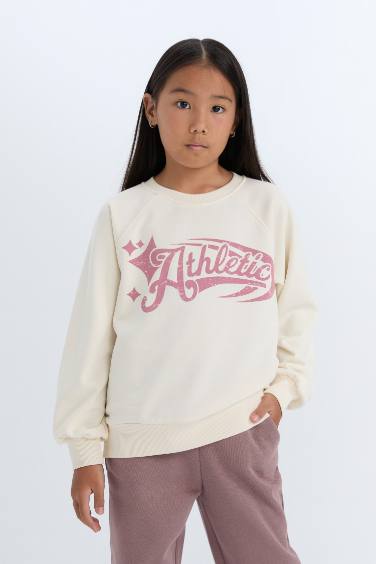 Girl Relax Fit Crew Neck Printed Sweatshirt