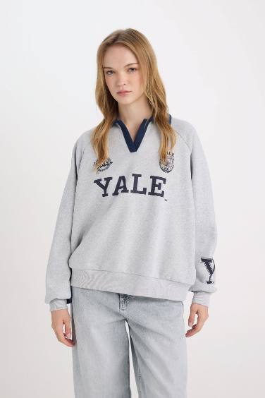 Sweat-shirt Oversize Col Polo manches longues Yale University