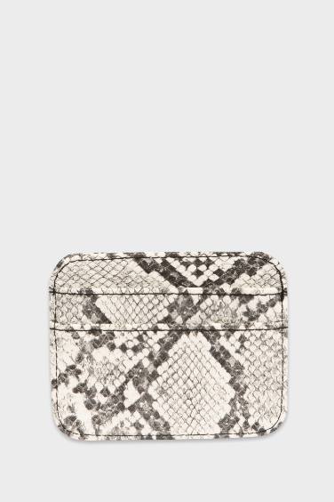 Woman Snakeskin Printed Faux Leather Card Holder