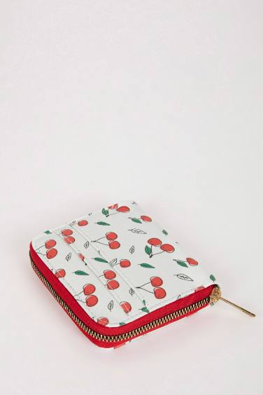 Kadın Kiraz Desenli Suni Deri Cüzdan