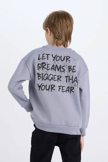 Boy Oversize Fit Back Printed Thick Sweatshirt