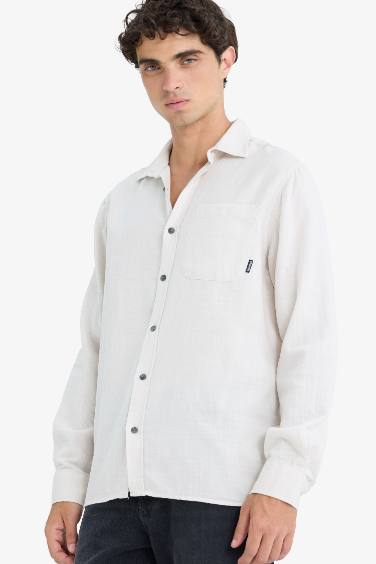 قميص قطن كم طويل قصة عادية