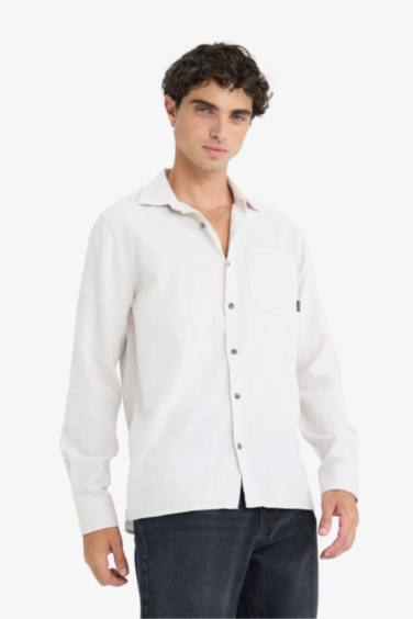 قميص قطن كم طويل قصة عادية