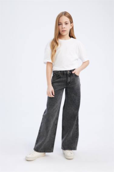 Girl Wide Leg Cotton Trousers