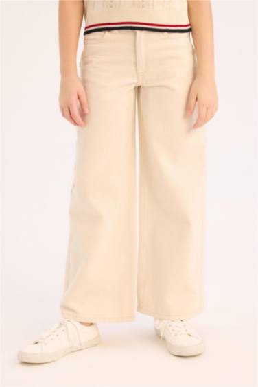 Girl Wide Leg Cotton Cargo Jeans