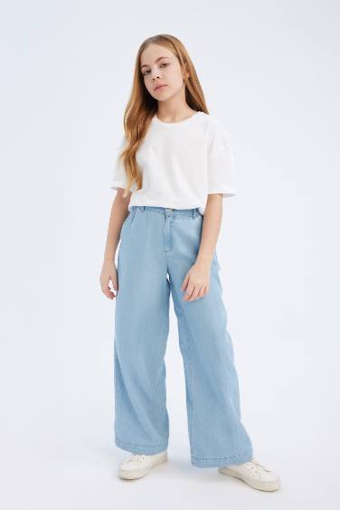 Wide Leg Jean Trousers