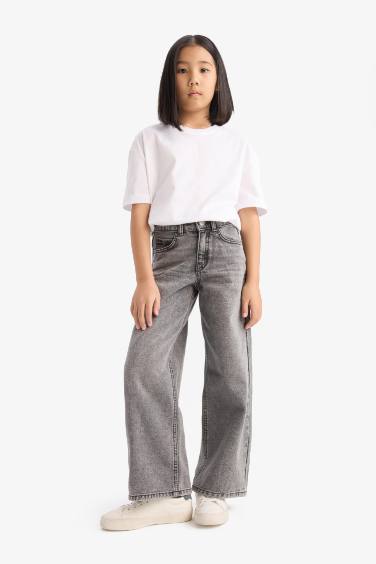 Kız Çocuk Wide Leg Geniş Paça Jean Pantolon