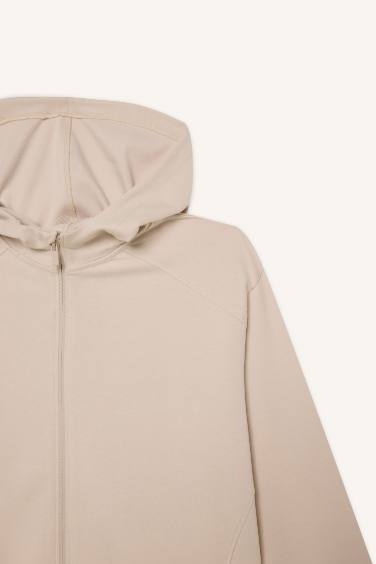 DeFactoFit Standard Fit Sweatshirt Fabric Cardigan