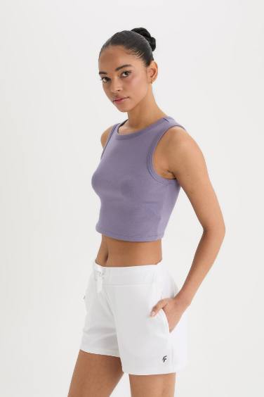 تي شيرت كت رياضي قصة عادية بدون كم من DeFactoFit