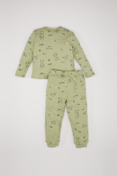 Baby Boy Bear Printed Top Bottom 2 Piece Pajama Set