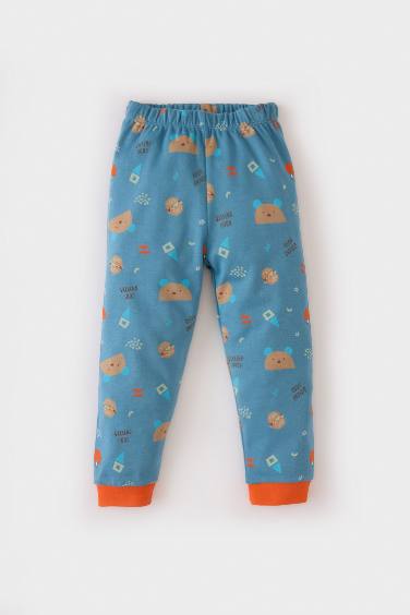 طقم بيجاما بيبي اولادي قصة عادية بطبعة دب - قطعتين