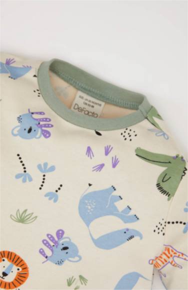 Baby Boy Safari Printed Top Bottom 2 Piece Pajama Set