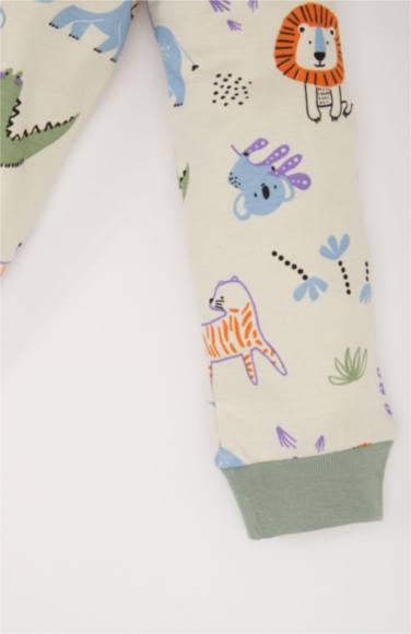 Baby Boy Safari Printed Top Bottom 2 Piece Pajama Set