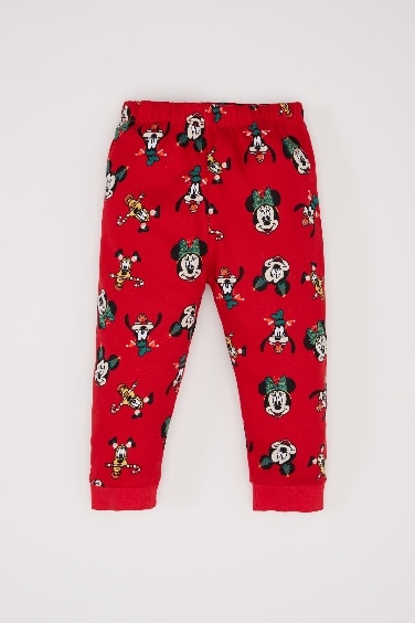 Kız Bebek Disney Mickey & Minnie Yılbaşı Temalı Pijama Takımı Uzun Kollu Üst Beli Lastikli Alt