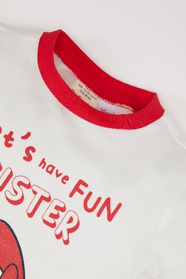 Kız Bebek Disney Mickey & Minnie Yılbaşı Temalı Pijama Takımı Uzun Kollu Üst Beli Lastikli Alt