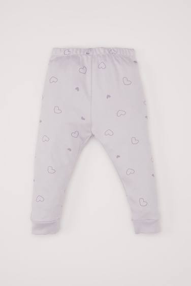 Kız Bebek Pijama Takımı Tavşan Baskılı Uzun Kollu Üst Beli Lastikli Uzun Alt