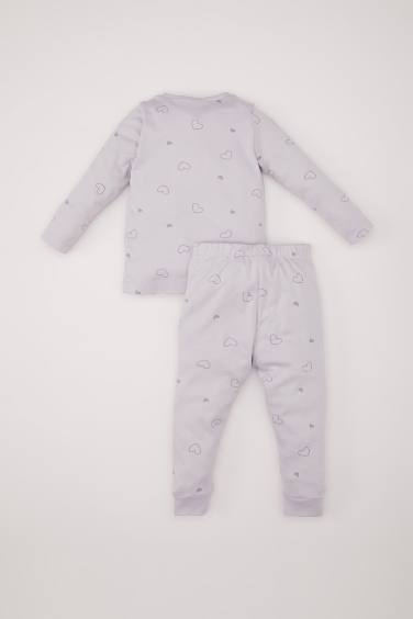 Kız Bebek Pijama Takımı Tavşan Baskılı Uzun Kollu Üst Beli Lastikli Uzun Alt