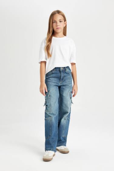 Girl Wide Leg Cargo Jeans