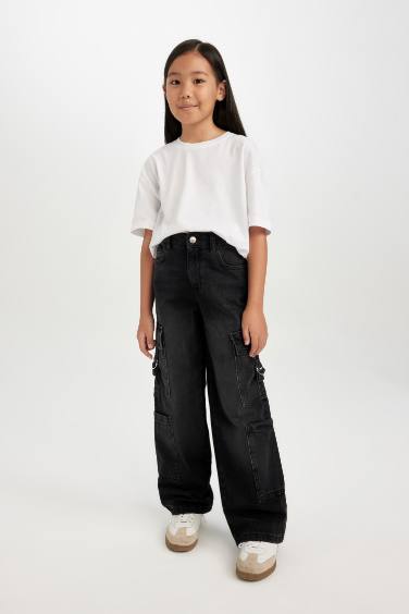 Girl Wide Leg Cargo Jeans