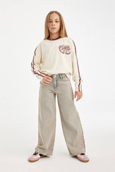 بنطلون وايد ليج برجل واسع بجيب