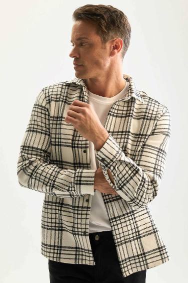 Regular Fit Polo Yaka Kareli Oduncu Flanel Uzun Kollu Gömlek